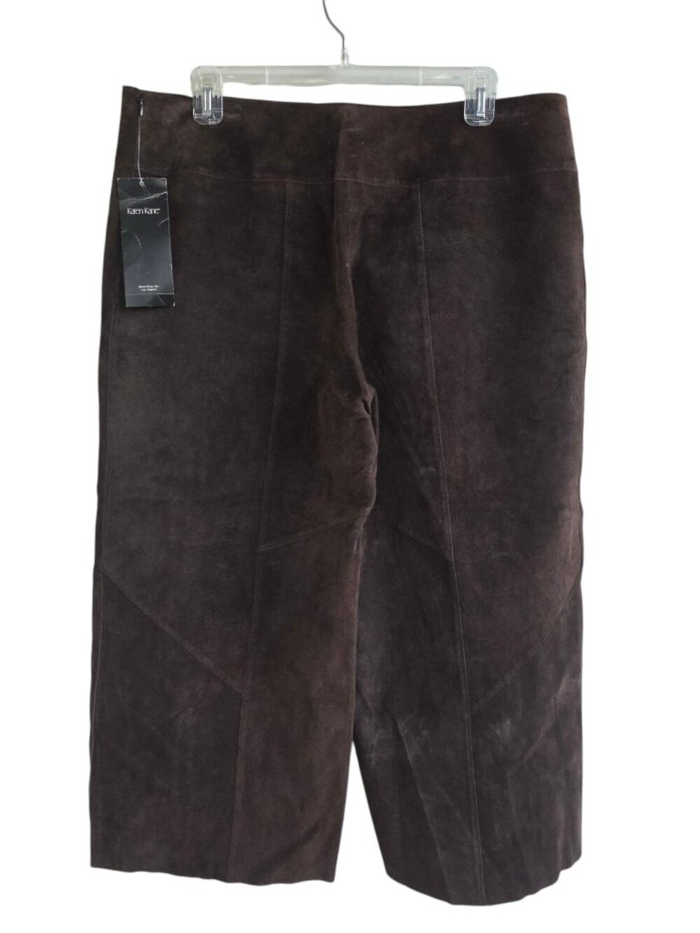 NWT Karen Kane brown leather winter rose suede gaucho pants - Picture 2 of 8